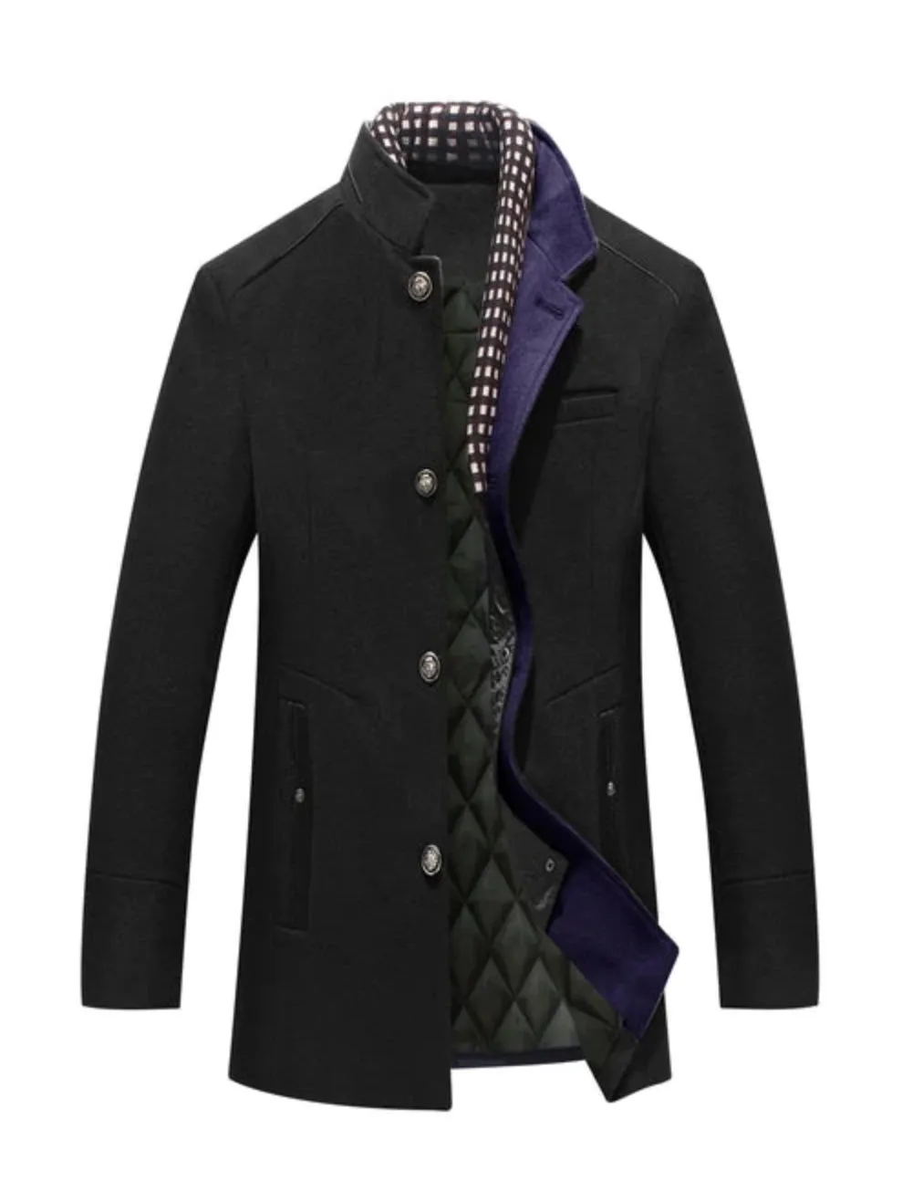 Luxury Navy Wool Peacoat - Premium Men's Designer Fashion