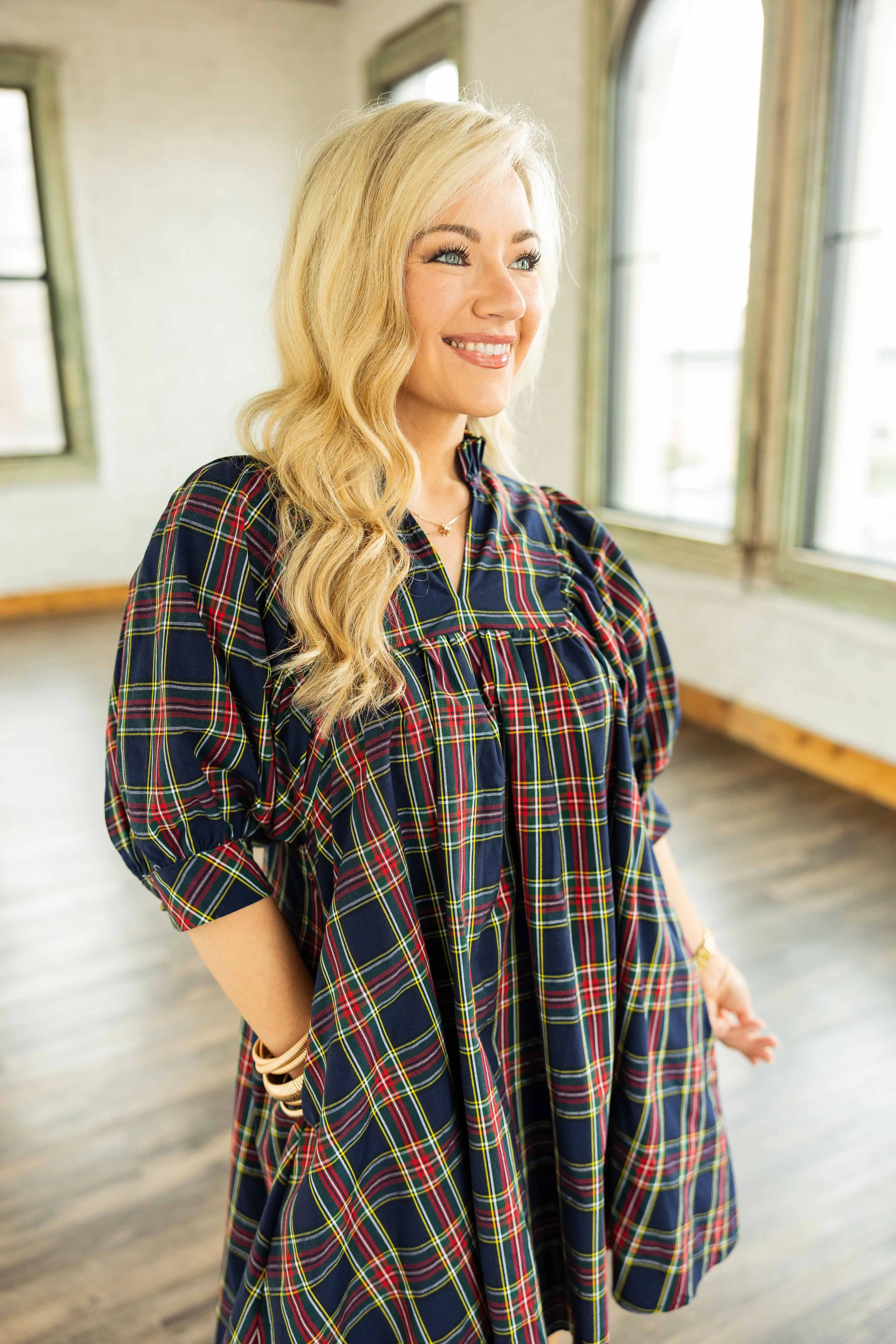 MADDIE PLUS PLAID MINI DRESS