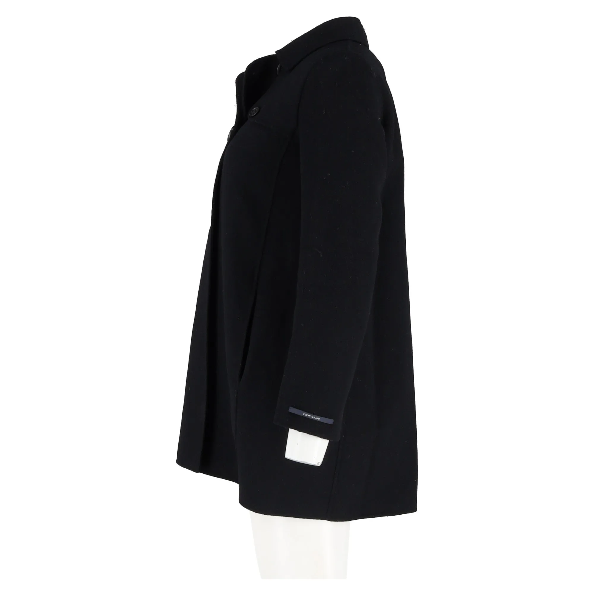 Max Mara Double-Breasted Peacoat in Black Wool