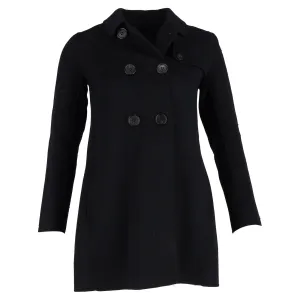 Max Mara Double-Breasted Peacoat in Black Wool