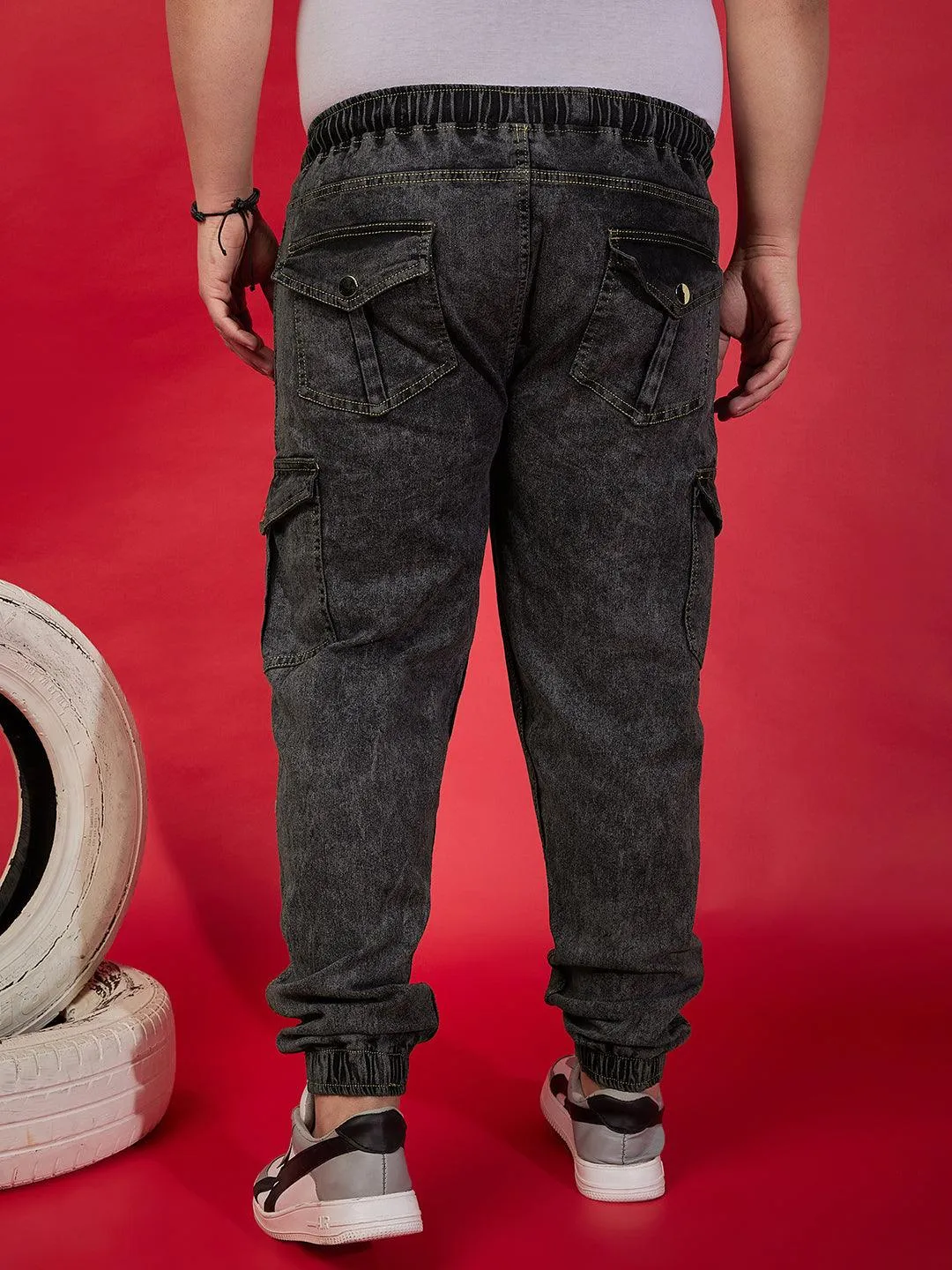 Men Plus Size Jackal Washed Jeans