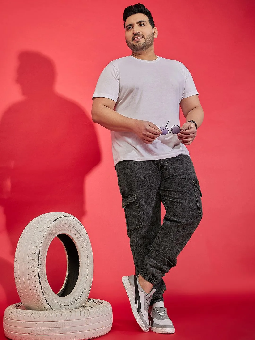 Men Plus Size Jackal Washed Jeans