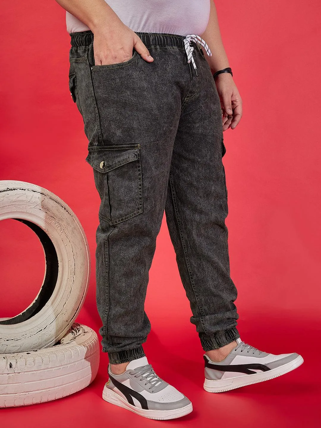 Men Plus Size Jackal Washed Jeans