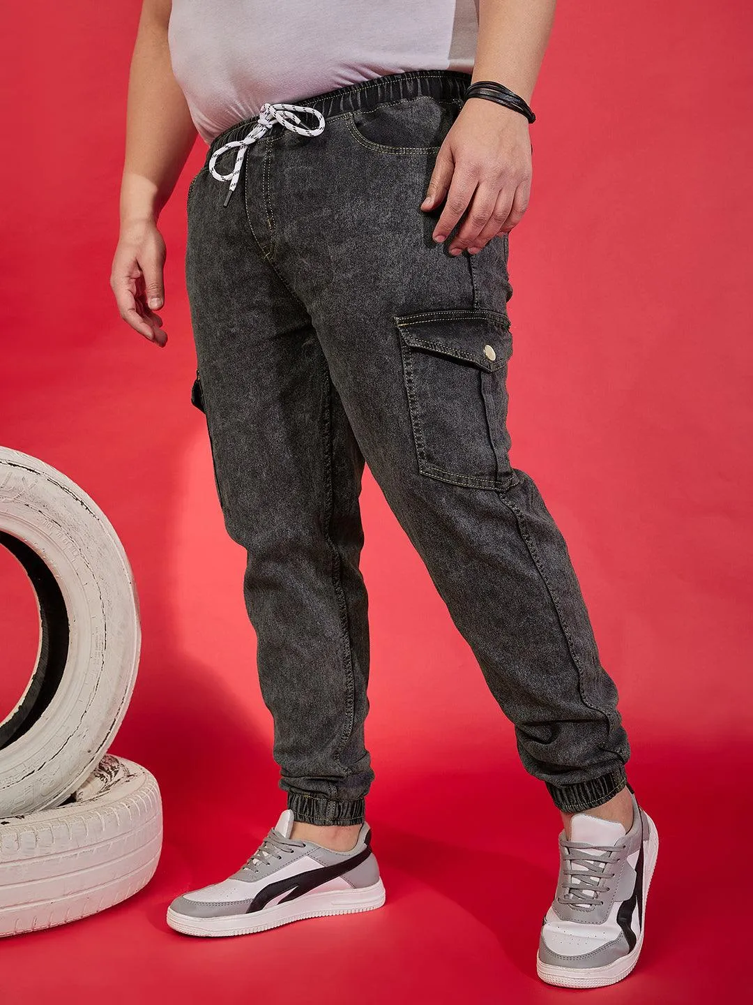 Men Plus Size Jackal Washed Jeans