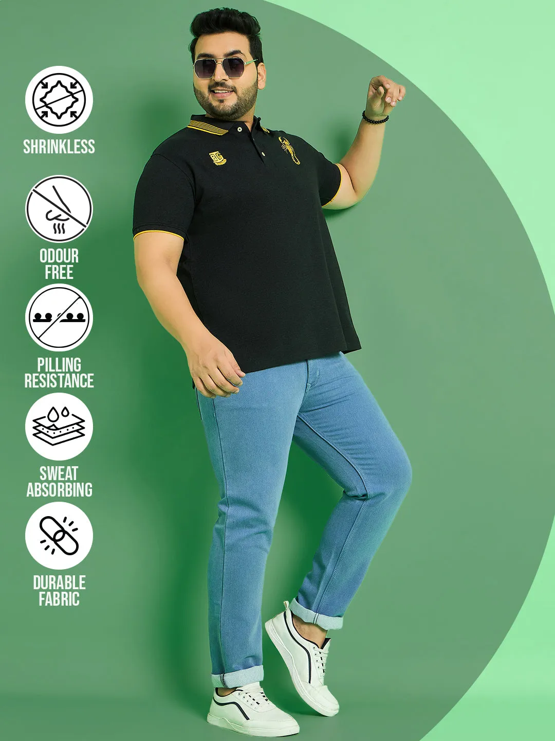 Men Plus Size Kaleb Solid Jeans