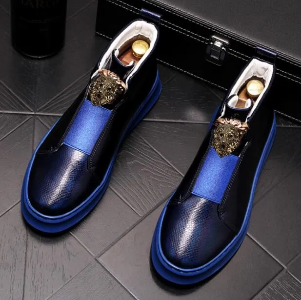 men shoe High quality leather loafers with thick and low rivets,casual board shoes,shoes with high height