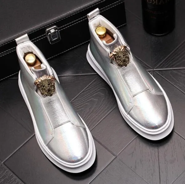 men shoe High quality leather loafers with thick and low rivets,casual board shoes,shoes with high height