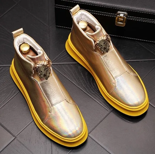 men shoe High quality leather loafers with thick and low rivets,casual board shoes,shoes with high height
