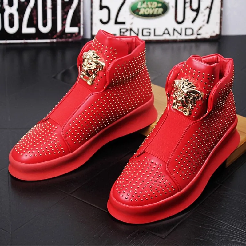 men shoe High quality leather loafers with thick and low rivets,casual board shoes,shoes with high height