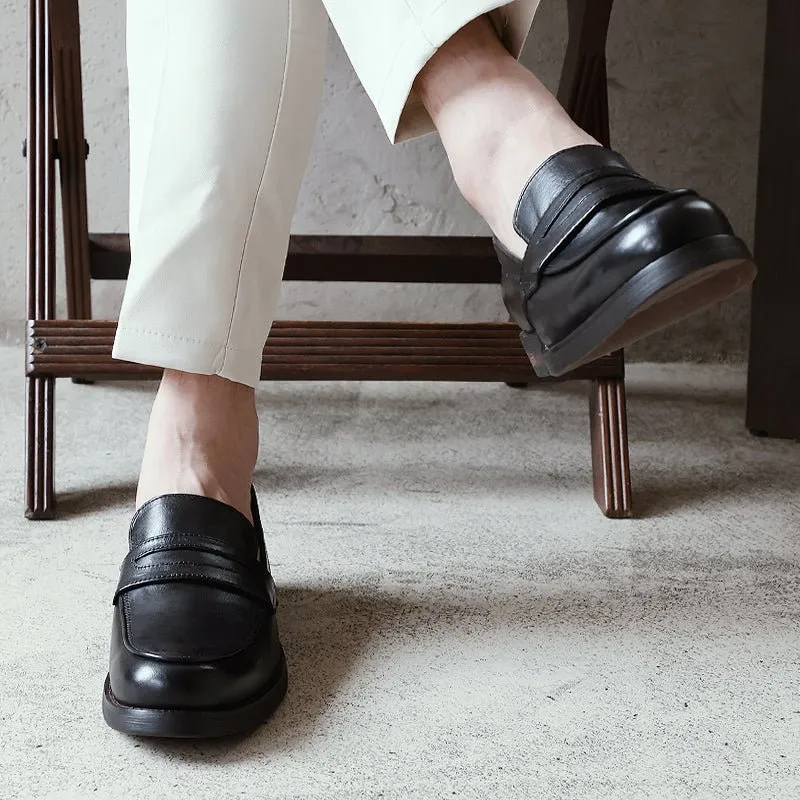 Men trendy breathable platform slip-on loafers