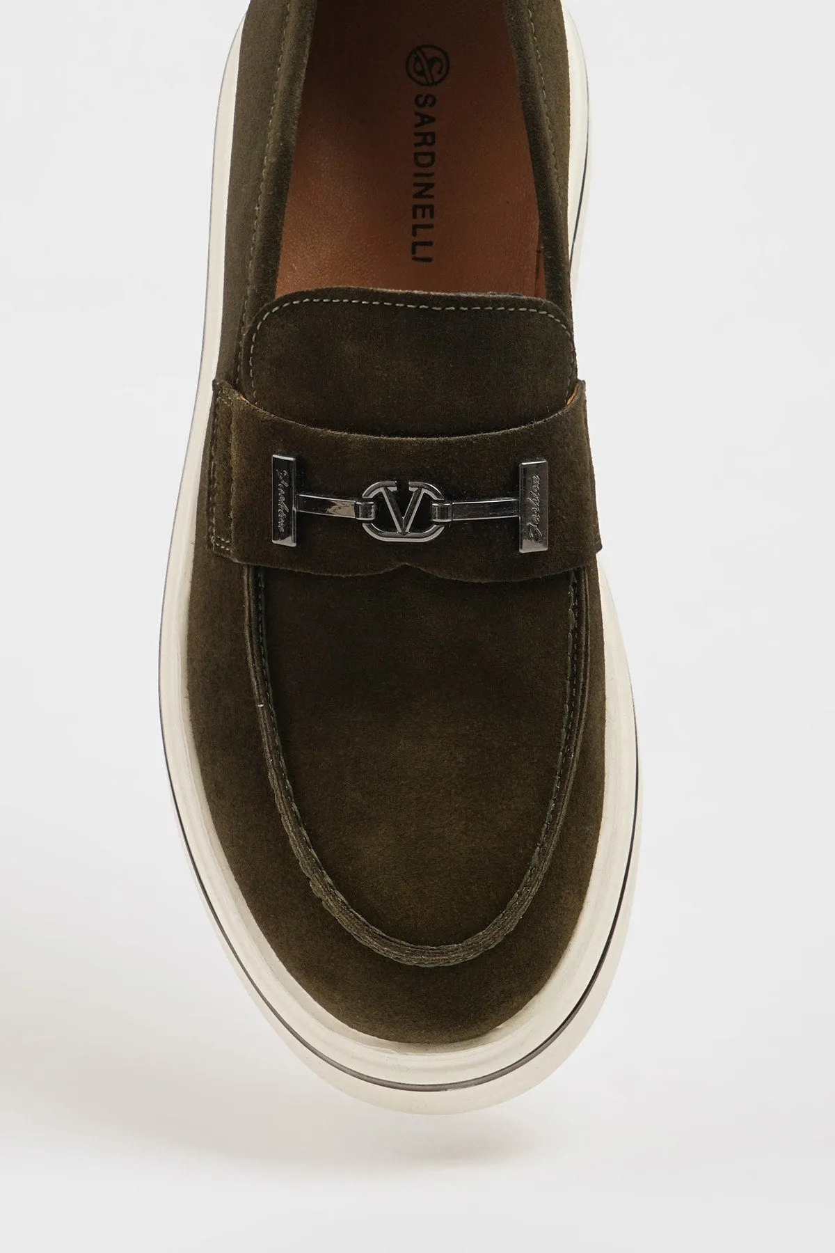 Men's Dark Green Suede Driving Loafers