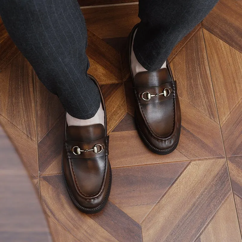 Men's new trends leather slip-on retro loafers