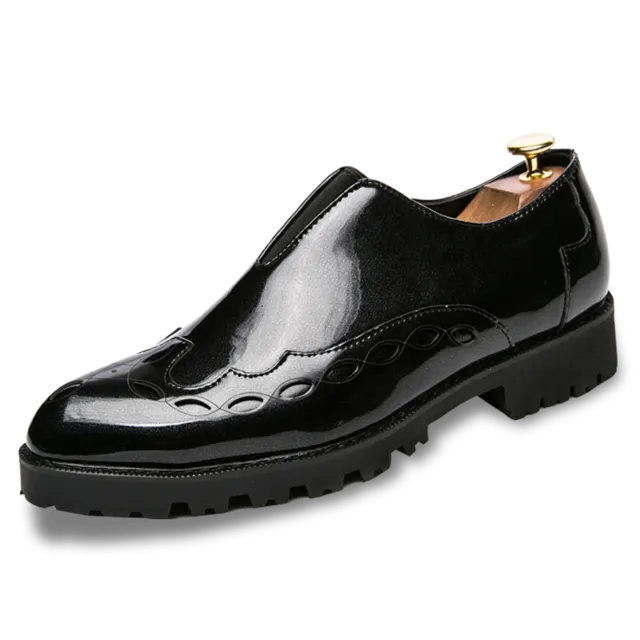 men's shoes natural leather men's shoes  spring and autumn fashion trend shoes without laces outdoor black bullock