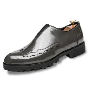 men's shoes natural leather men's shoes  spring and autumn fashion trend shoes without laces outdoor black bullock