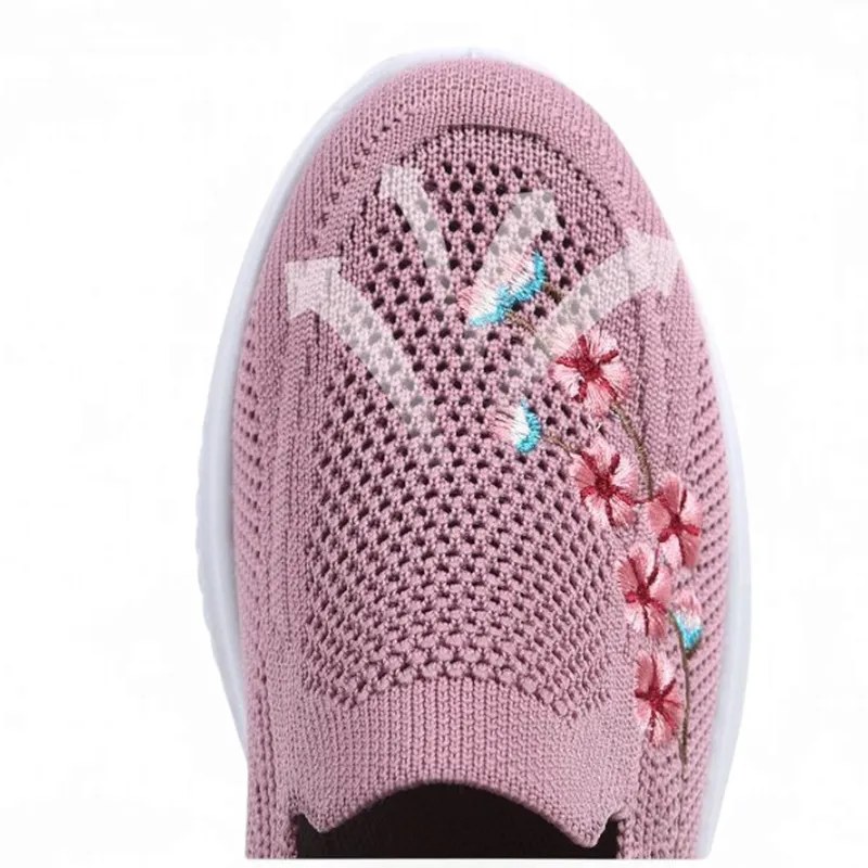 Merendy Argia Square-Toe Slip-On Flexible Floral Pink Loafers