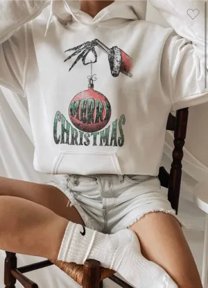 Merry Christmas Skeleton hand hoodie