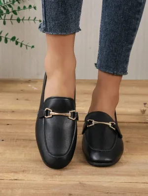 Metal Decor Slip-on Flat Loafers