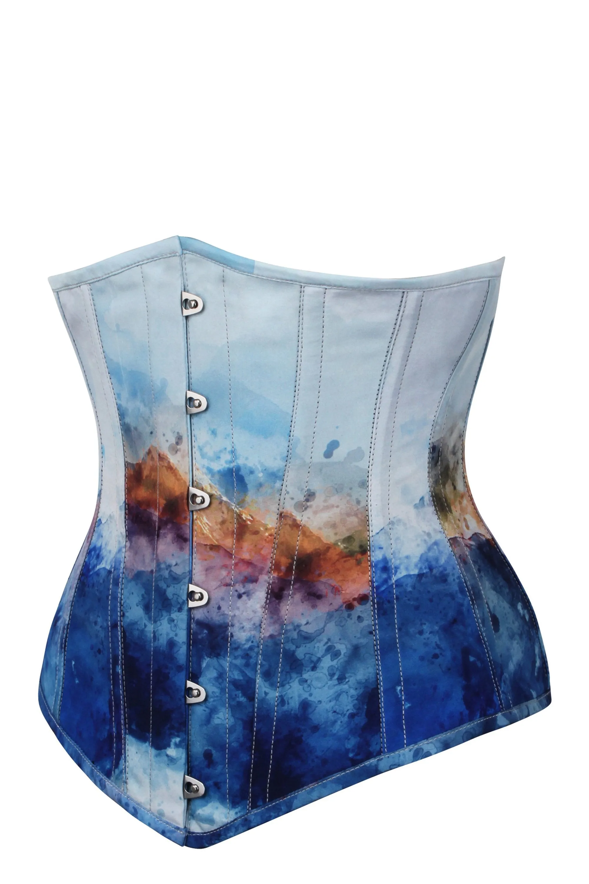 Misty Mountain Print Longline Underbust Corset