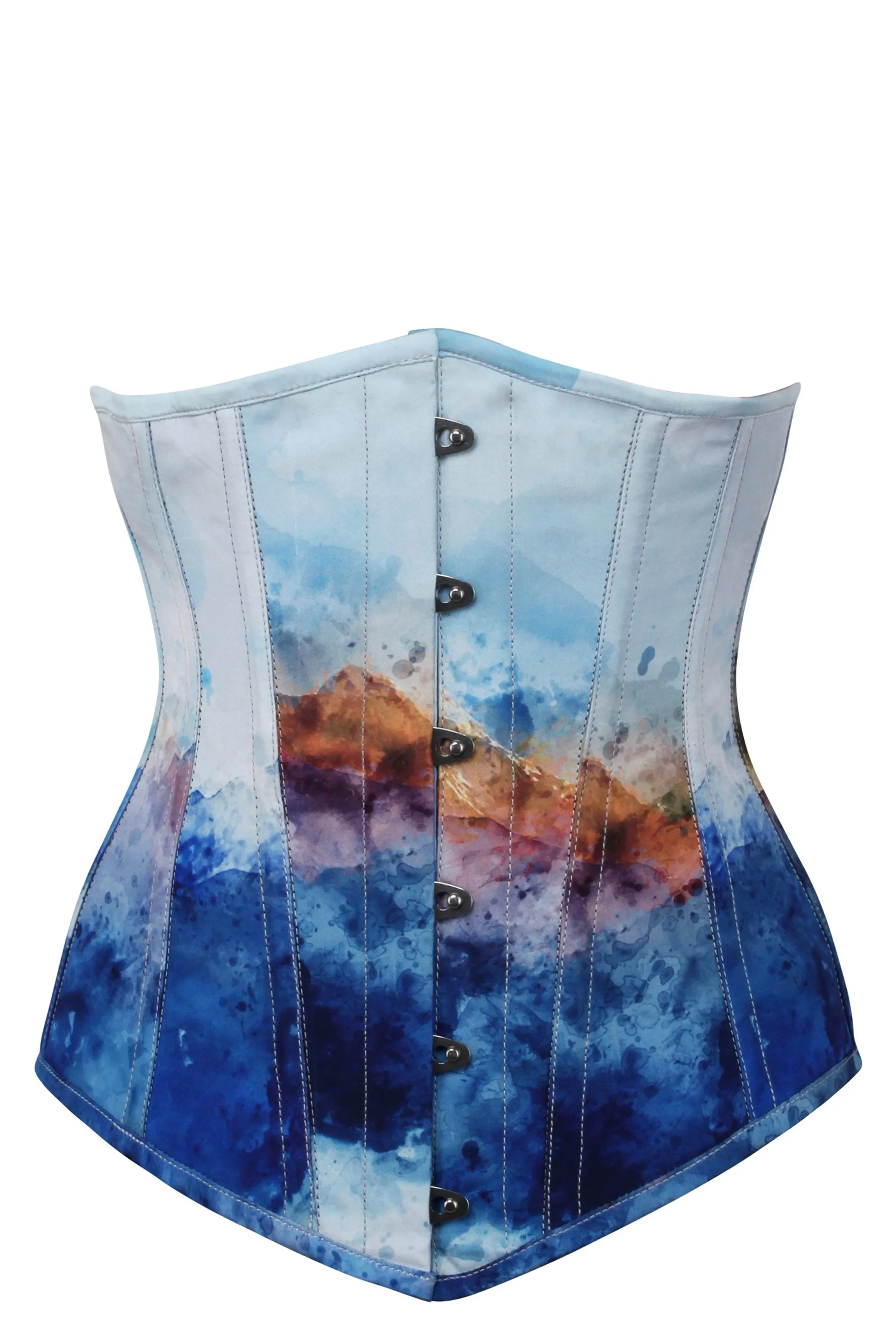 Misty Mountain Print Longline Underbust Corset