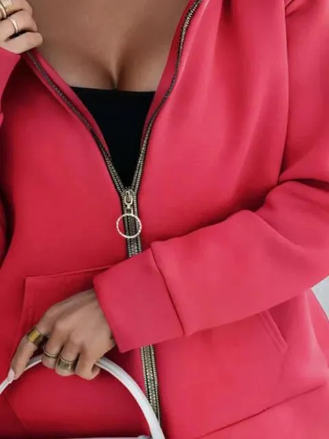 Modern Outerwear Slit Zip Up Hoodie