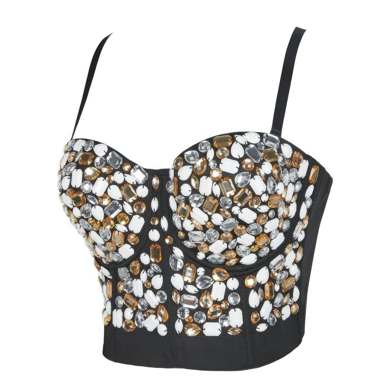 Multi Rhinestone Bejeweled Corset Bralette