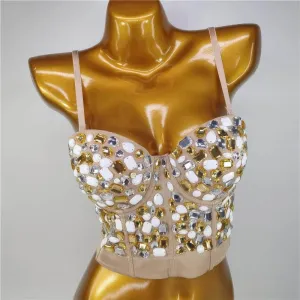 Multi Rhinestone Bejeweled Corset Bralette