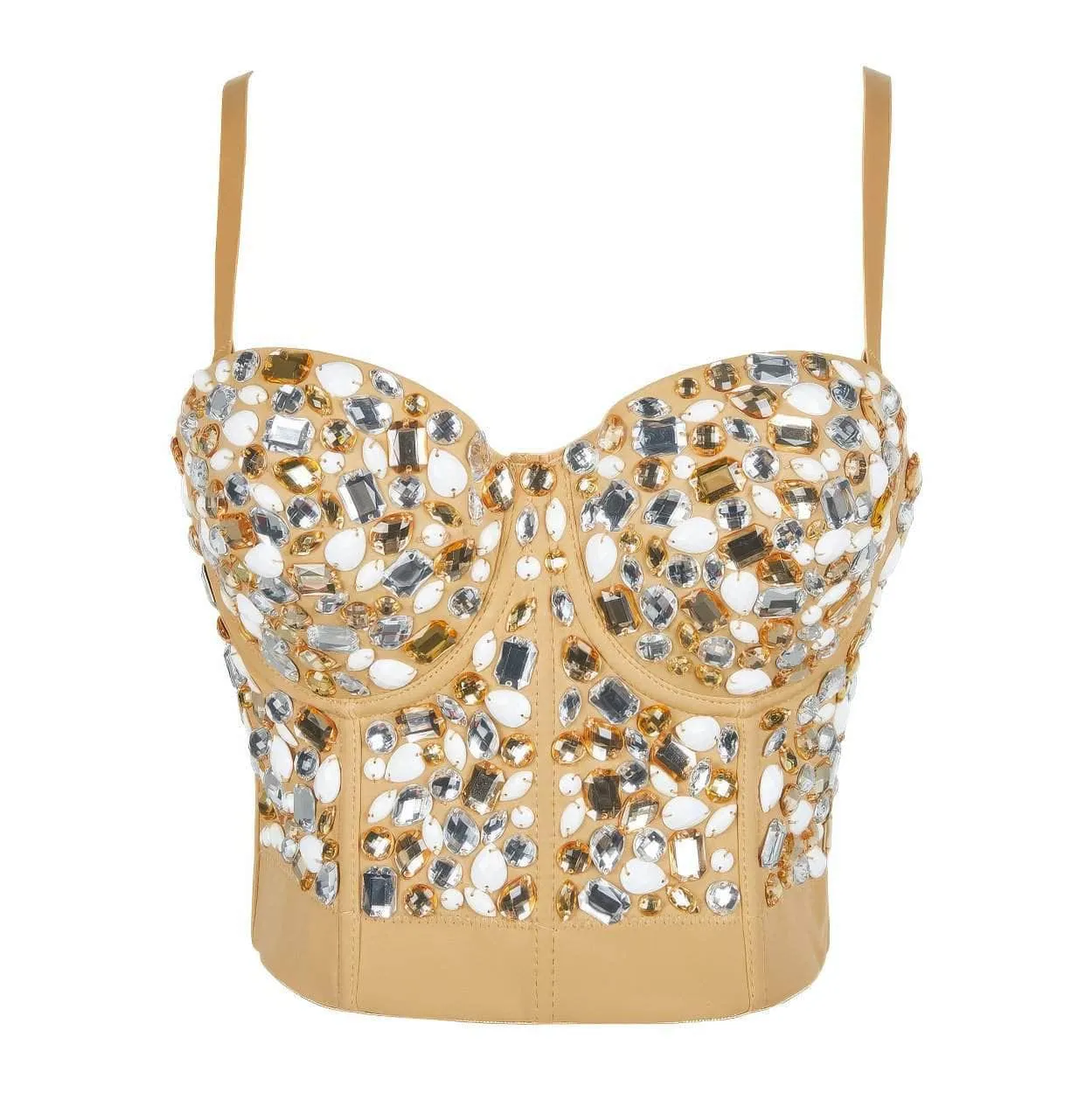 Multi Rhinestone Bejeweled Corset Bralette