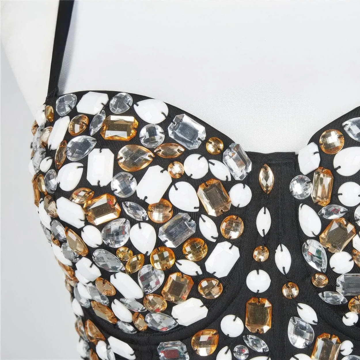 Multi Rhinestone Bejeweled Corset Bralette