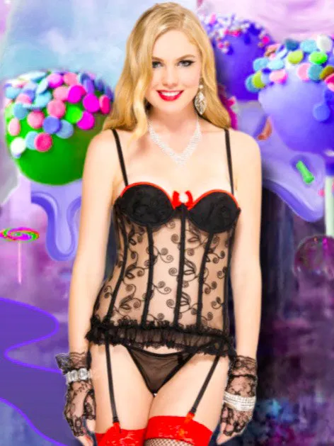 Music Legs Floral Lace Bustier