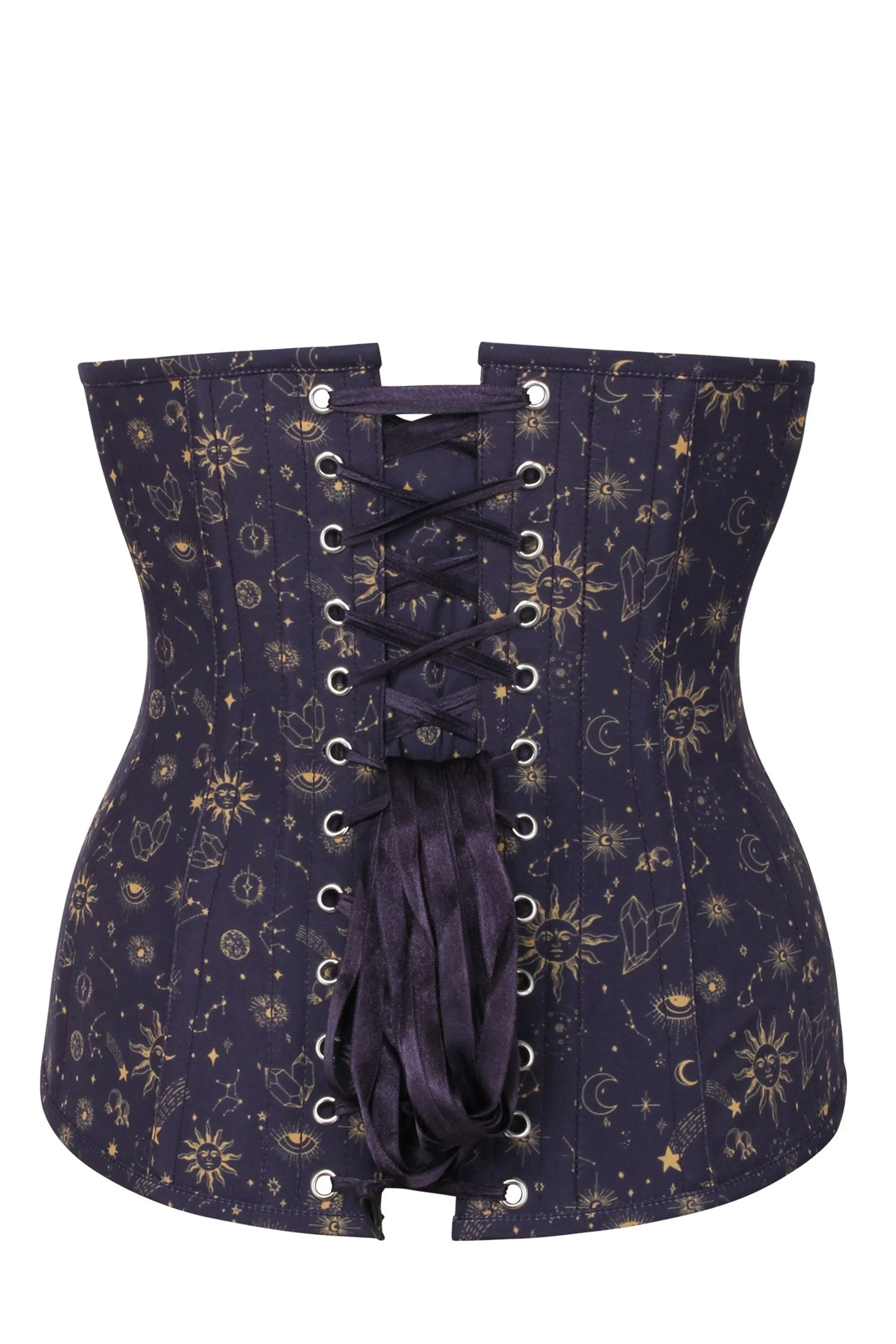 Mystic Galaxy Indigo And Gold Longline Underbust Corset