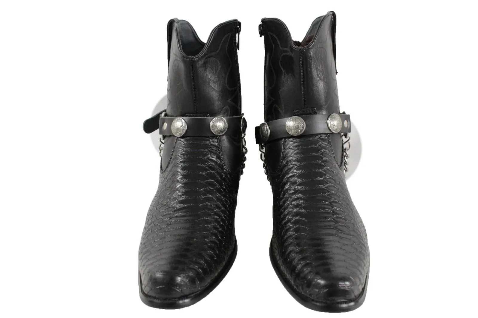 Native American Indian Black Faux Leather Boot Straps (Pair)