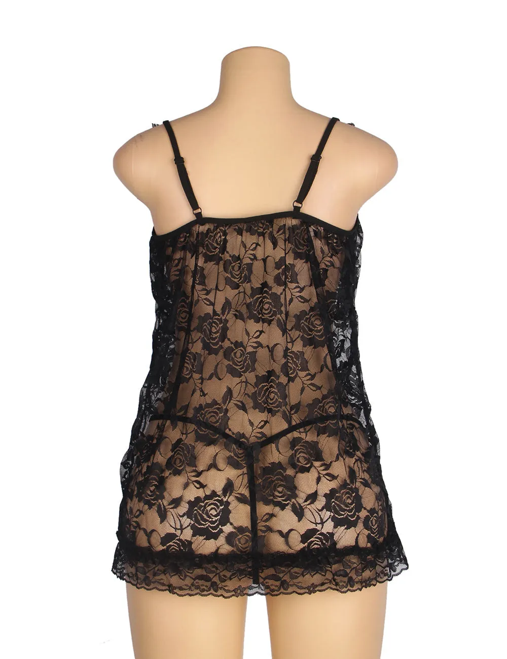 New Black Floral Lace Ladylove Babydoll