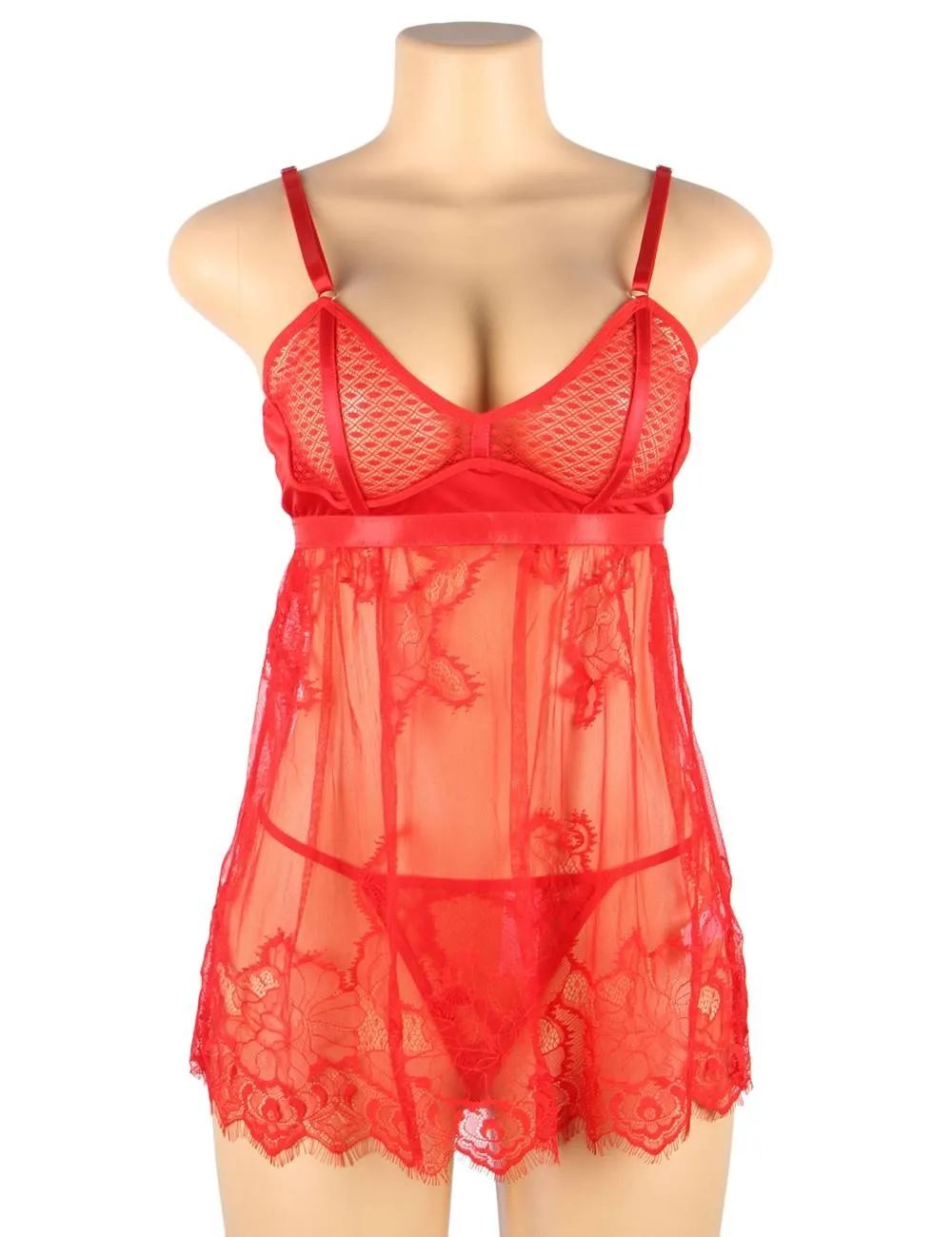 New High Quality Elegant Black Lace Sexy Babydoll