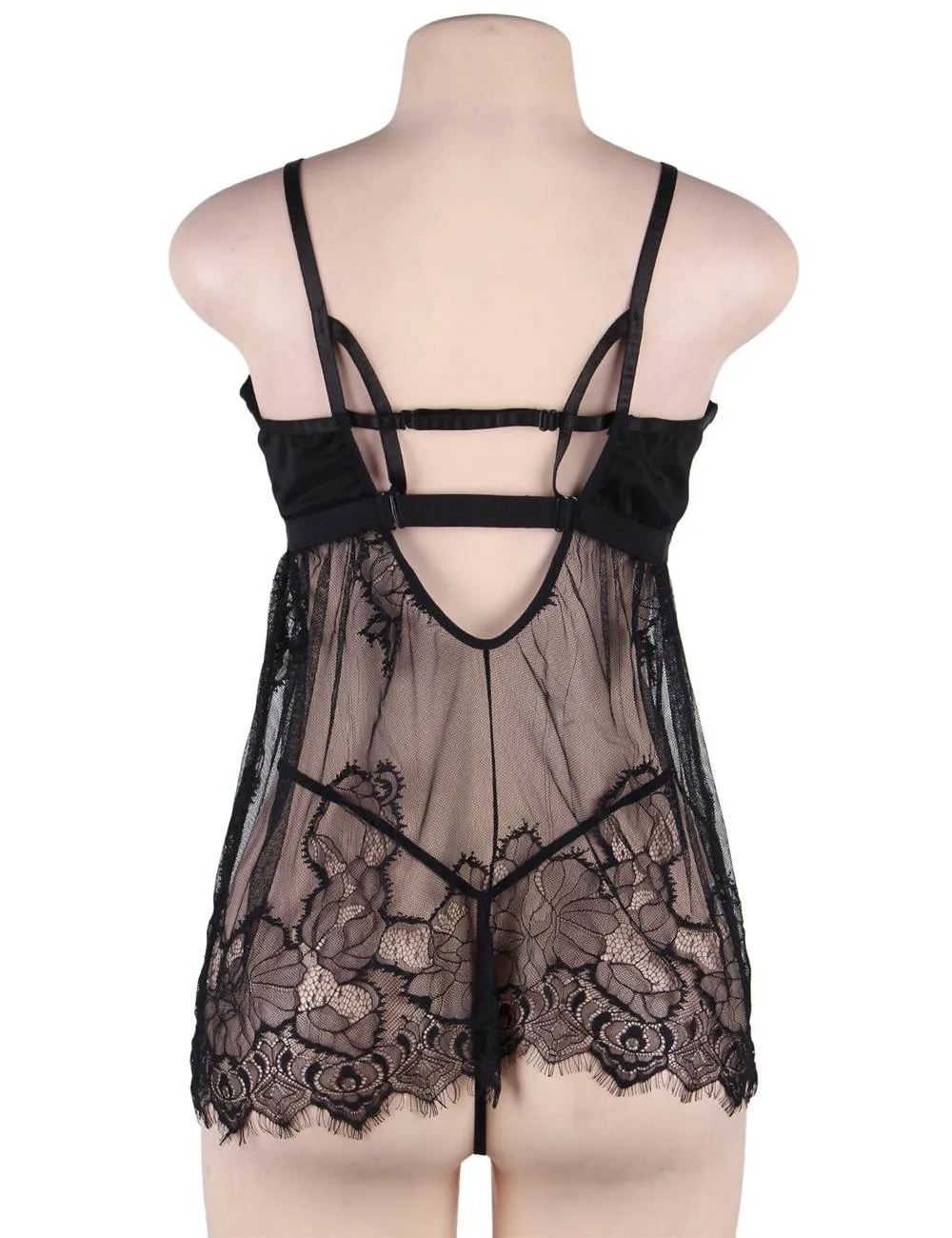 New High Quality Elegant Black Lace Sexy Babydoll