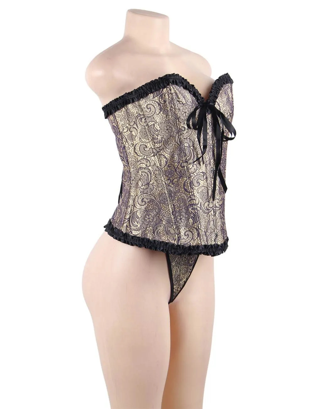 New Online Sexy Silvery Floral Corset Top WITH FARAWLAYA