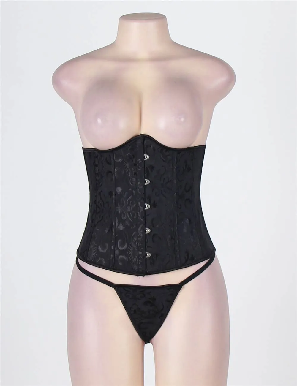 New White & Black Strapless Lace Corset Top with Panty