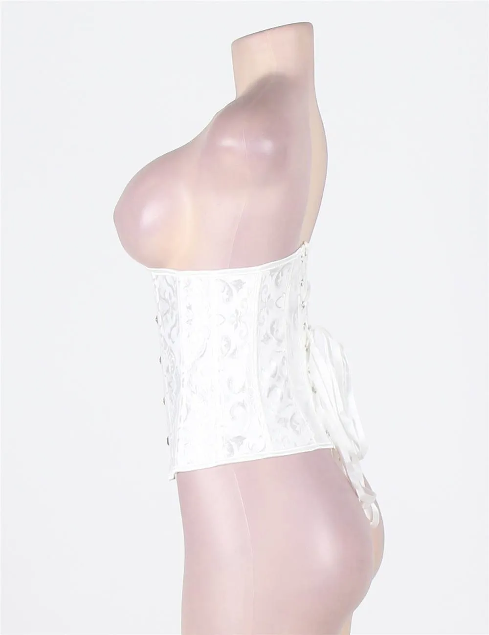 New White & Black Strapless Lace Corset Top with Panty