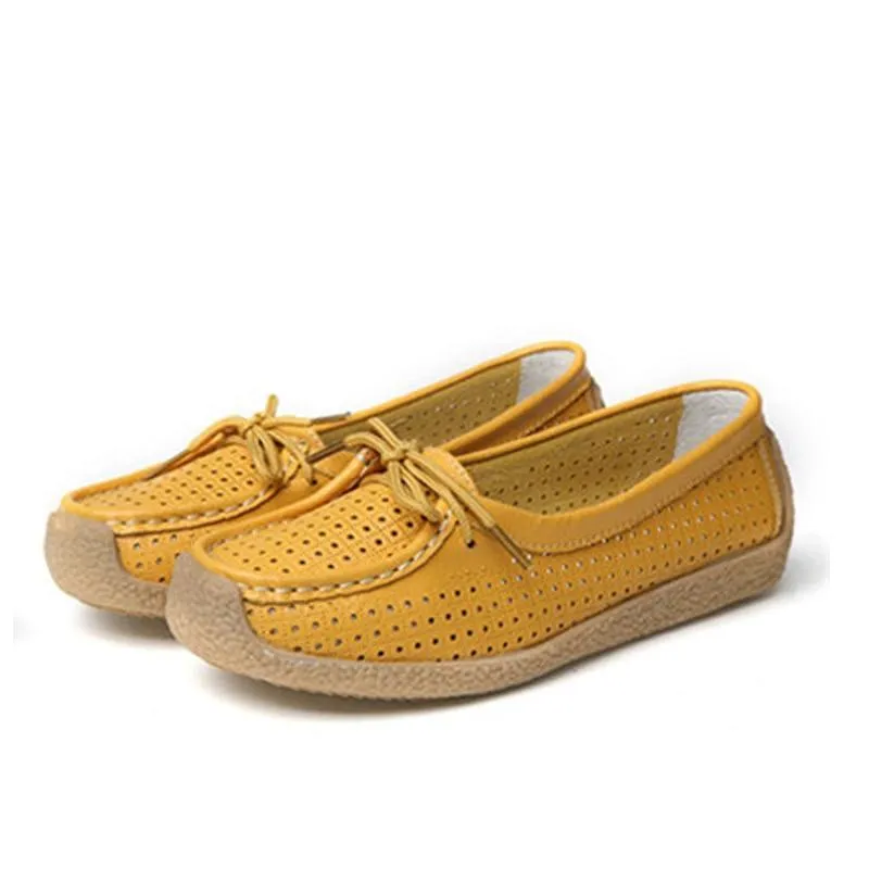New Women Flats Leather Shoes Moccasins Mother Loafers
