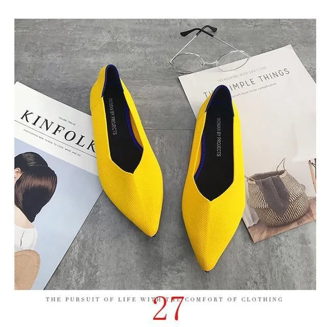 New Women's Casual flats bailarinas luxury Brand Shallow Mouth Pointed Ballet Female Boat Shoes