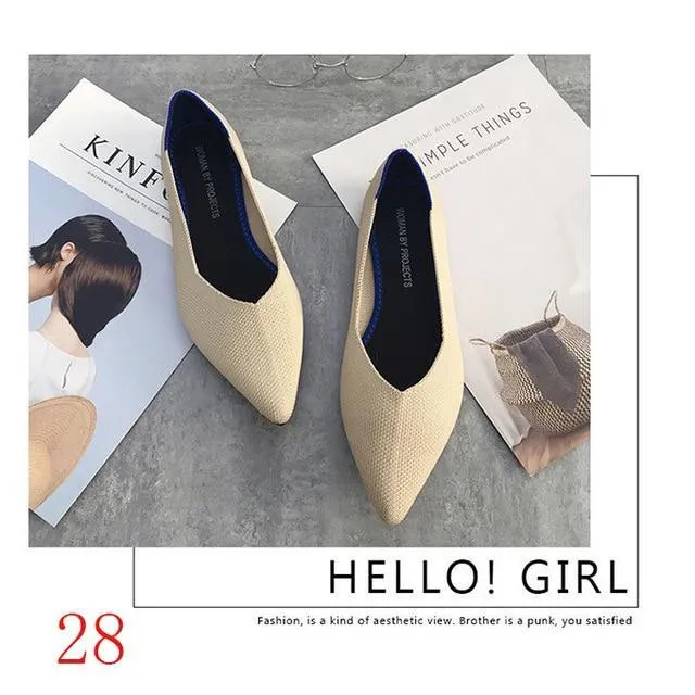 New Women's Casual flats bailarinas luxury Brand Shallow Mouth Pointed Ballet Female Boat Shoes