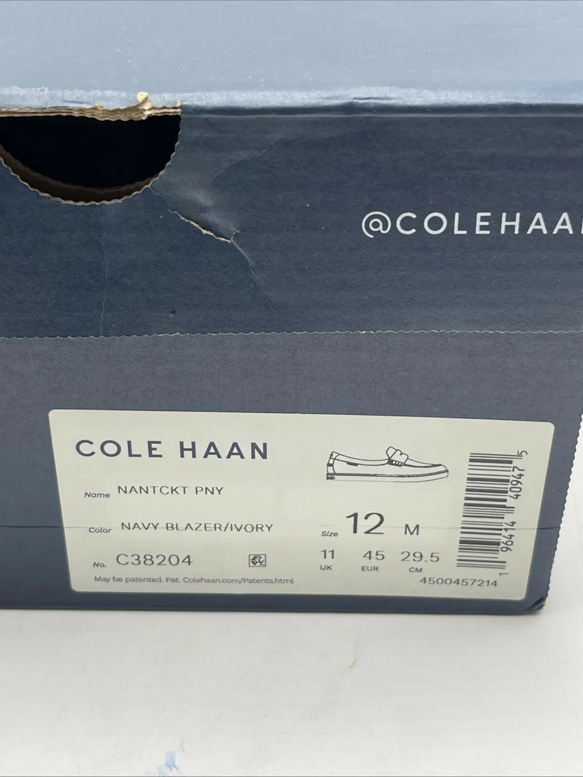 NWB Cole Haan Men's Nantucket Penny Loafers Navy Blue Size 12M