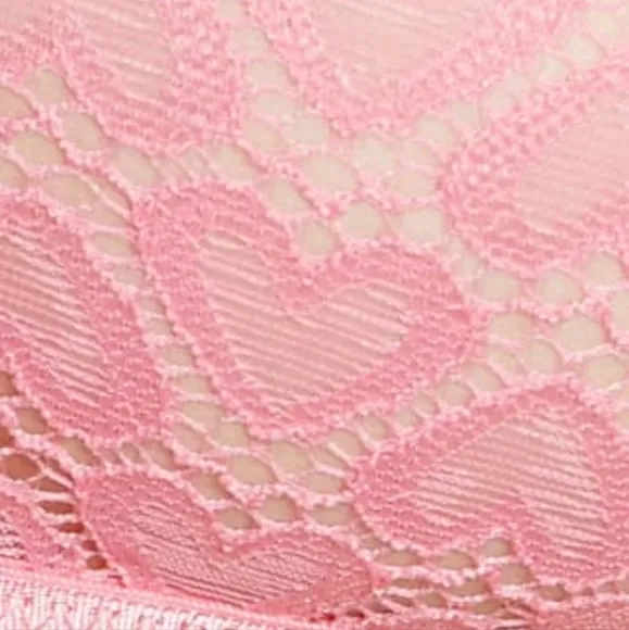 NWT Free People Intimately Size Large Pink Heart Lace Bralette Panty Set 2 Piece
