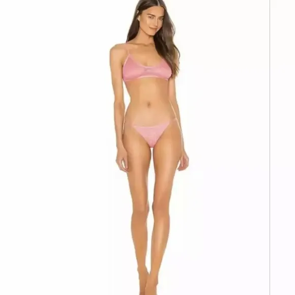 NWT Free People Intimately Size Large Pink Heart Lace Bralette Panty Set 2 Piece