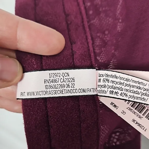 NWT Victoria's Secret Dream Angels Floral Bustier Unlined Bra Top in Burgundy