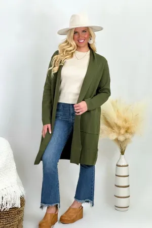 Olive Solid Collared Cardigan *Final Sale*