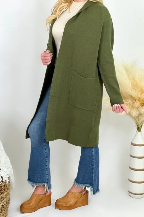 Olive Solid Collared Cardigan *Final Sale*