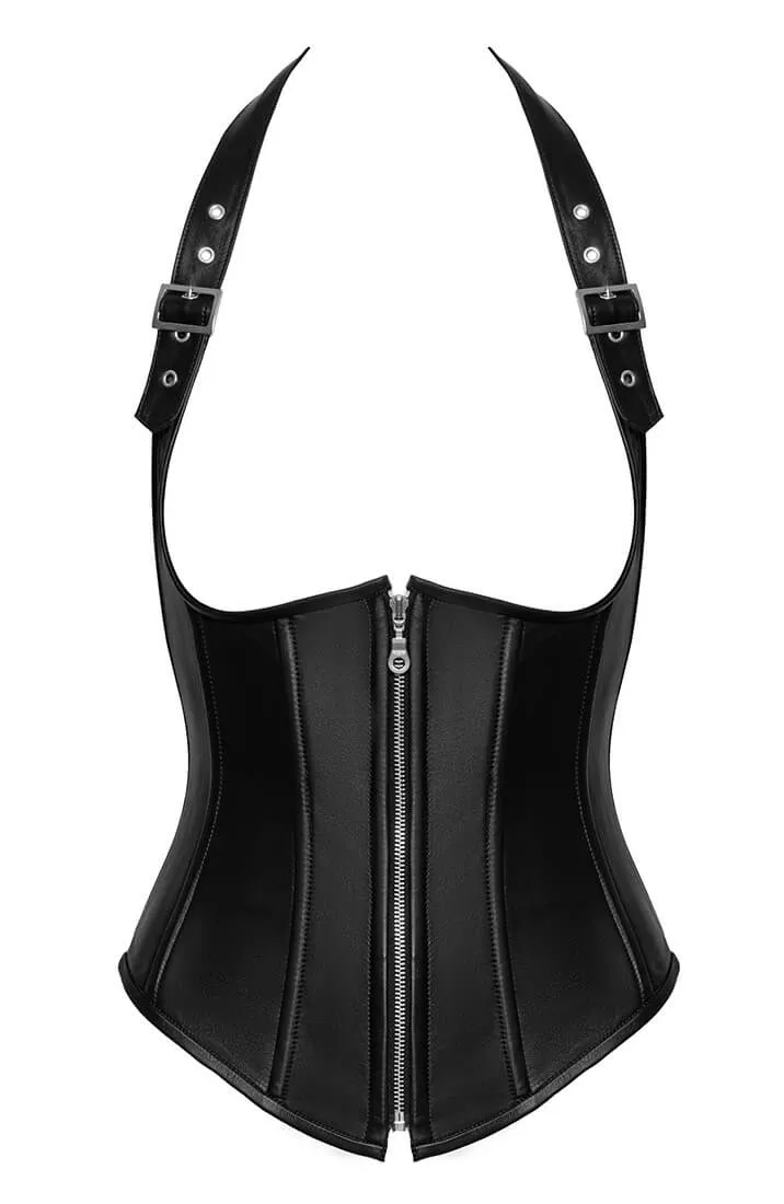 Open-cup leather underbust corset - Shaped Silhouette