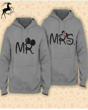 Pack Of 2 Grey Mr Mrs Printed hoodie FOr Both