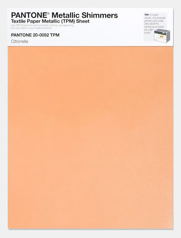 Pantone Metallic Shimmers Textile Paper Metallic Sheet 20-0052 Citronella