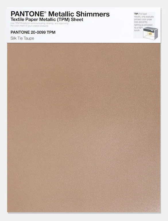 Pantone Metallic Shimmers Textile Paper Metallic Sheet 20-0099 Silk Tie Taupe